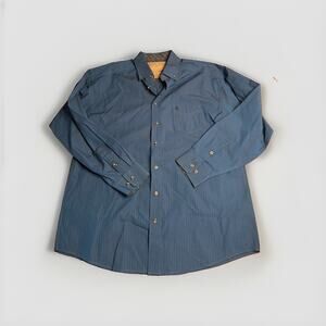 Panhandle Shirt Mens Large Blue Stripe Tuf Cooper Long Sleeve Button-Down